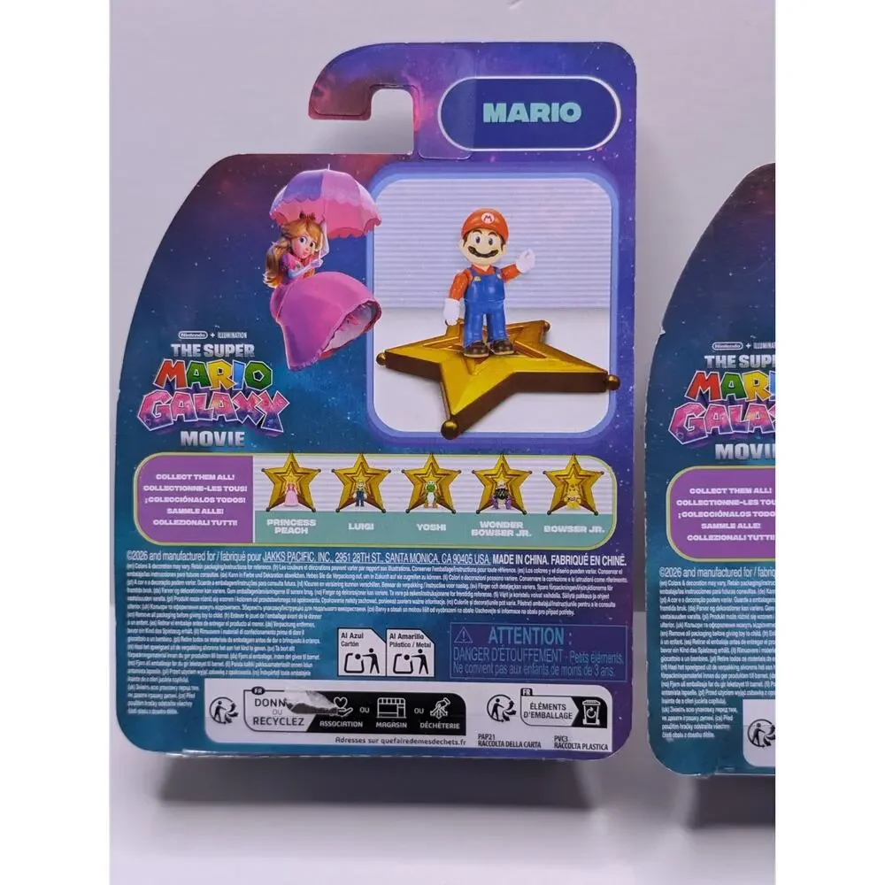 Lot 3 Super Mario Galaxy Movie Figures Mario x2 Yoshi Jakks New